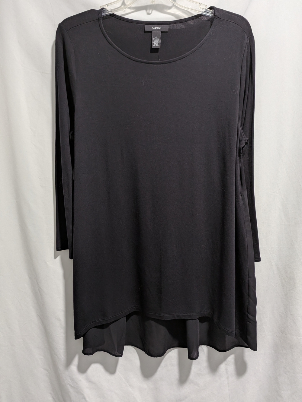 Alfani Black Layered-Hem Long Sleeve Tunic